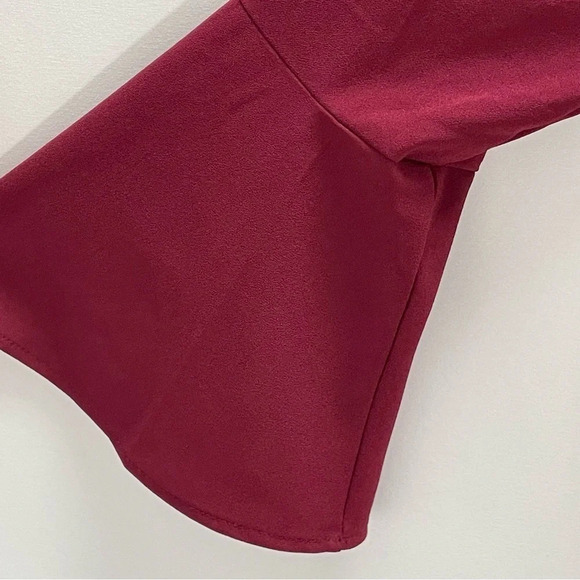 Lulu’s Last Love Song Burgundy Tie Waist Bell Sleeve Mini Dress - Picture 5 of 10